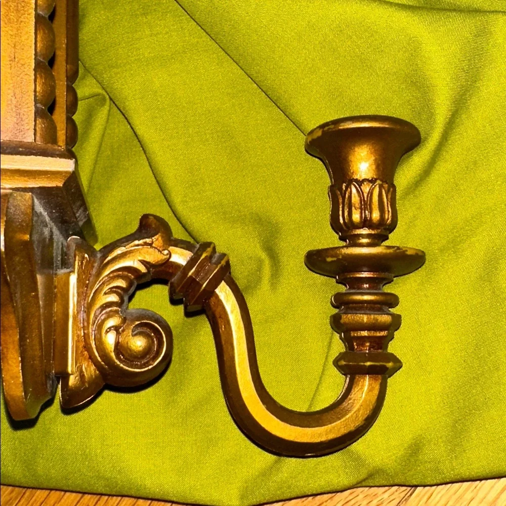 Burwood MCM Golden Faux wood MCM sconces pair - Picture 7 of 8